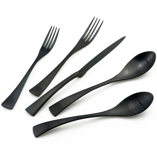 1-Pieces Matte Black Dinnerware Set Stainless Steel Flatware Cutlery Set Kitchen Accessories Tableware Set Dinner Scoop Fork set