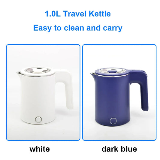 1.0L Travel Electric Kettle Portable Stainless Steel Automatic Power Water Boiler For Trip Camping Abroad Smart Kettle Pot