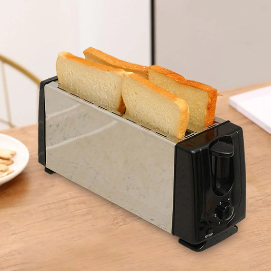 Bread Toaster 4 Slices European Standard Plug Compact Breakfast Maker Machine for Baking Cooking Bagels Snacks Specialty Breads
