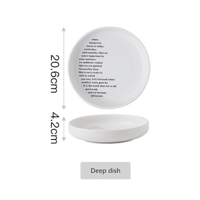 Creative English alphabet White Dinner Plate Ceramic Kitchen Plate Tableware Set Food Dishes Rice Salad Noodles Bowl Soup
