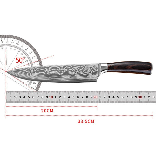 Japanese Damascus kitchen knives Laser Dapattern chef knife Sharp Santoku Cleaver Slicing Utility Knives tool EDC 3"inch 5"i