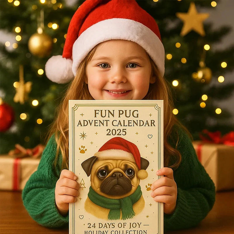 🐾🎄 Divertente calendario dell'Avvento Pug 2025