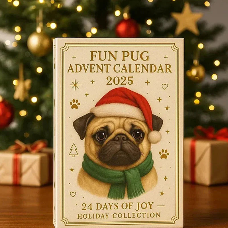 🐾🎄 Divertente calendario dell'Avvento Pug 2025