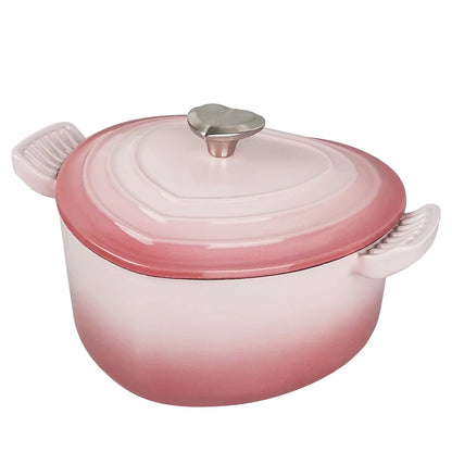 Preminum Cast Iron Dutch Oven with Lid, Heart-shape Enameled Soup Pot for All Stove Tops,Suitable for Stew Baking Slow Cooking