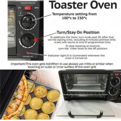 3 in 1 Breakfast Maker with Glass Lid Versatile Toasters with Frying Pan Mini Oven Includes Coffee Maker for Sandwich Kitchen
