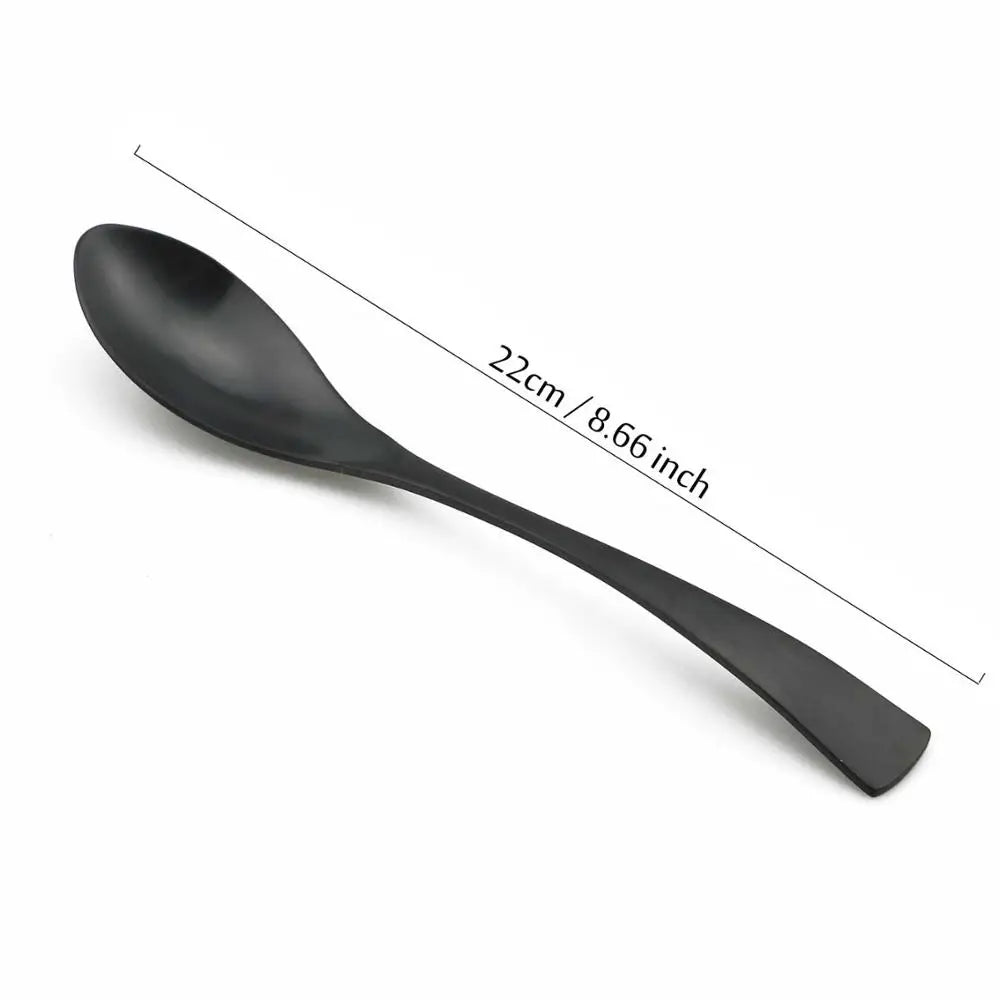 1-Pieces Matte Black Dinnerware Set Stainless Steel Flatware Cutlery Set Kitchen Accessories Tableware Set Dinner Scoop Fork set