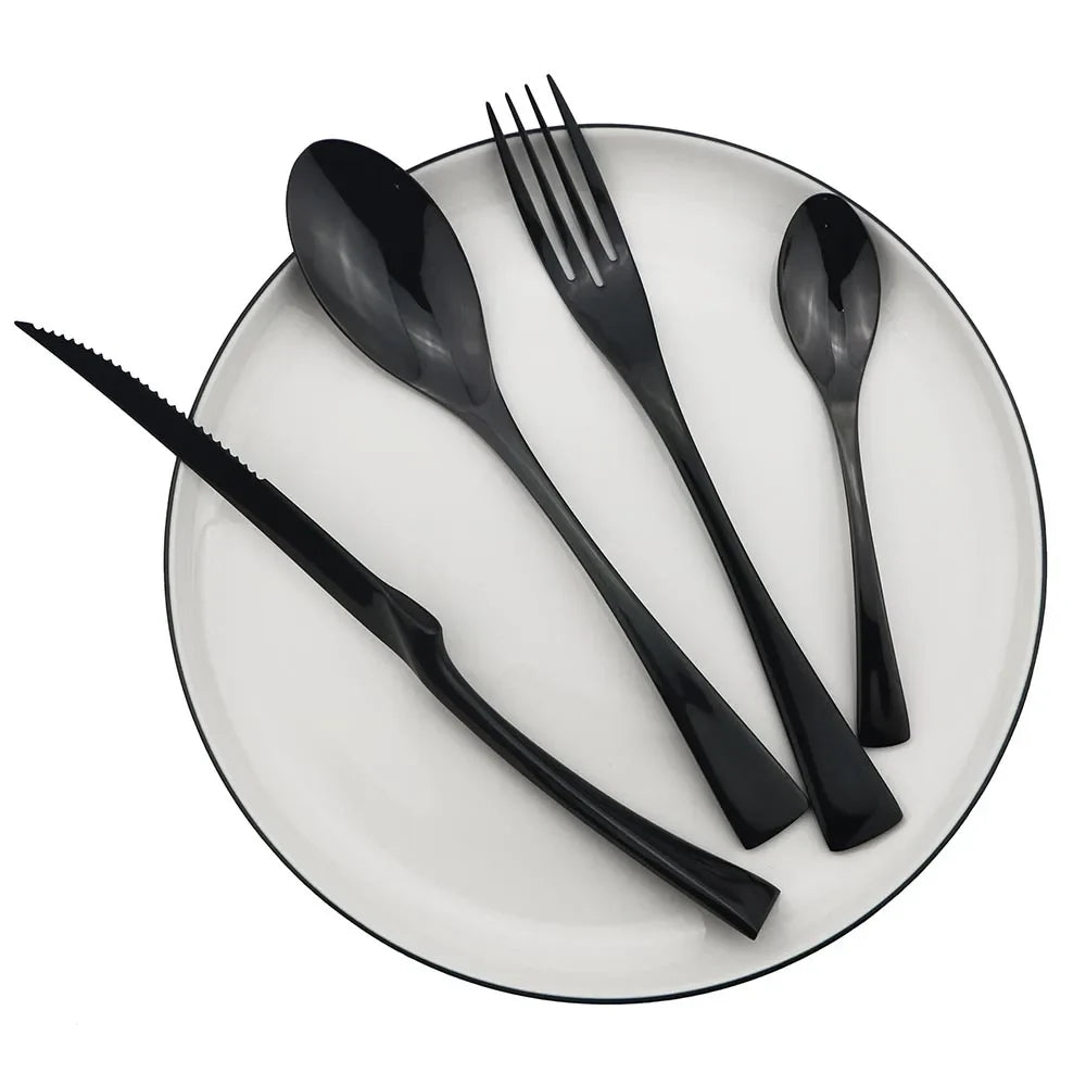 24Pcs/Set Stainless Steel Dinnerware Flatware Set Dinner Spoon Fork Knife Cutlery Set Tableware Set Service For 4 or 6
