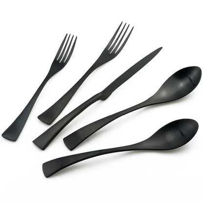 1-Pieces Matte Black Dinnerware Set Stainless Steel Flatware Cutlery Set Kitchen Accessories Tableware Set Dinner Scoop Fork set