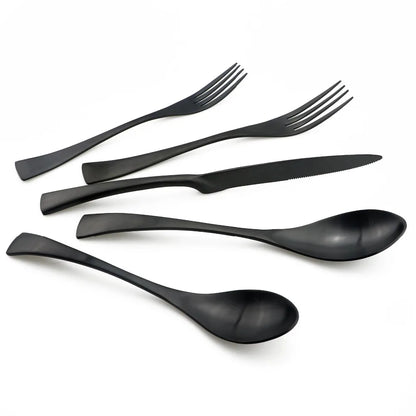1-Pieces Matte Black Dinnerware Set Stainless Steel Flatware Cutlery Set Kitchen Accessories Tableware Set Dinner Scoop Fork set