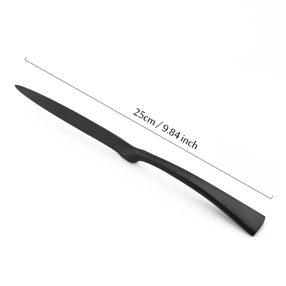 1-Pieces Matte Black Dinnerware Set Stainless Steel Flatware Cutlery Set Kitchen Accessories Tableware Set Dinner Scoop Fork set