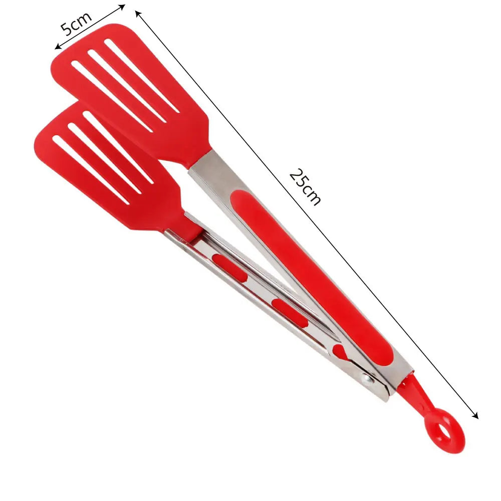 Stainless Steel Handle Utensil Non-Stick Kitchen Tongs Salad Serving BBQ Tongs Pizza Bread Steak Clip Kitchen Cooking Tools