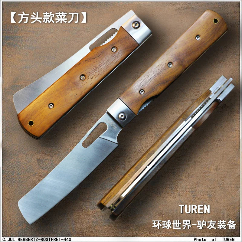 New Folding knives Wood Handle 4 PCS Kitchen Device Set 5CR15MOV Multi-tool Jackknife family Camping goods for kitchen Outdoor