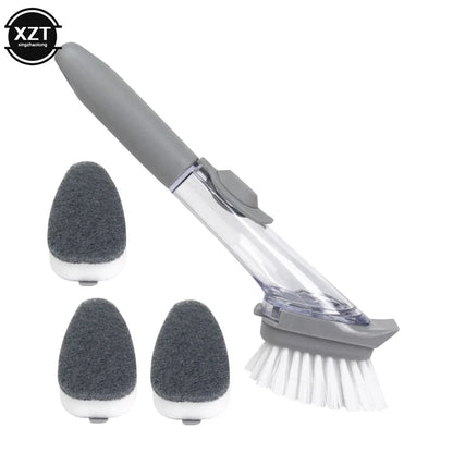 2In1 Long Handle Cleaning Brush with Removable Brush Sponge Dispenser Dishwashing Kitchen Cleaning Brush Brush Kitchen Tools