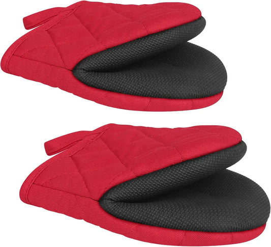 Kitchen Oven Mitts High Heat Resistant Short Oven Gloves Anti-scald Non-Slip Grip Surfaces Hanging BQ Baking Cooking Anti Scald