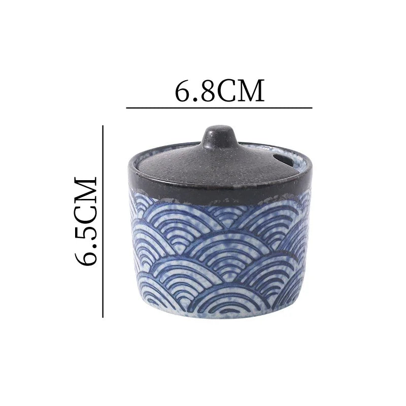 Vintage Ceramic Seasoning Jar Creative Salt Jar Sugar Jar Pepper Jars Spice Jars Seasoning Storage Container Home Seasoning Tool