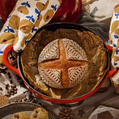 11 Inch Red Enameled Cast Iron Bread Pan with Lid Dutch Oven for Sourdough Baking - Oven Safe Kitchen Baking Dish