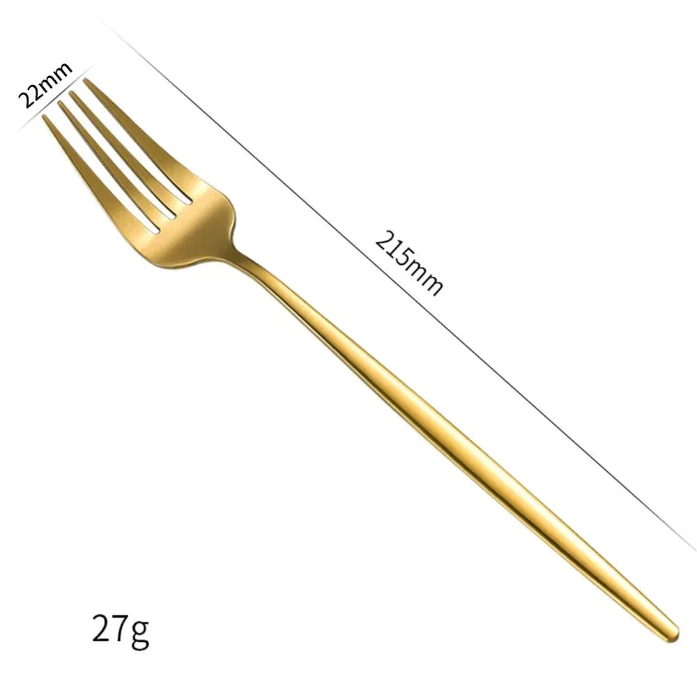 6 Pcs Silvere/Golden Flatware 8.2 Inch Stainless Steel Dinner Fork  Camping Dinnerware Set Tableware Eating Utensils