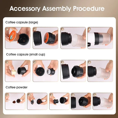 Coffee Machine Wireless Electric Coffee Machine Portable Espresso Coffee Machine Maker 3-in-1 Capsule Powder Travel Coffee Maker