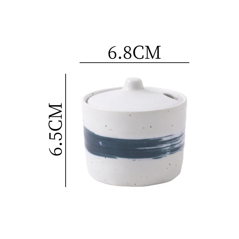 Vintage Ceramic Seasoning Jar Creative Salt Jar Sugar Jar Pepper Jars Spice Jars Seasoning Storage Container Home Seasoning Tool