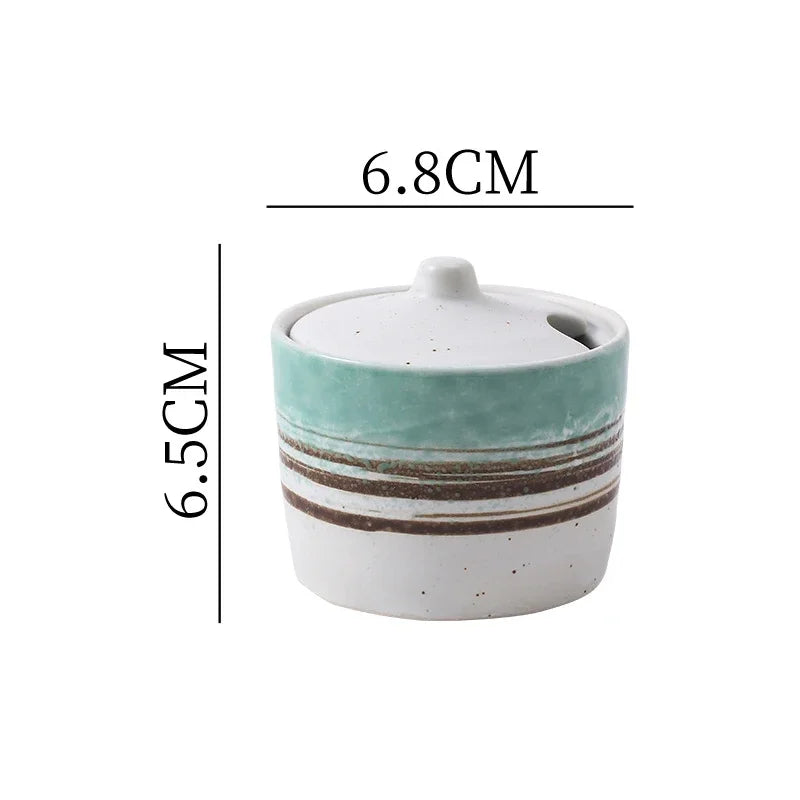 Vintage Ceramic Seasoning Jar Creative Salt Jar Sugar Jar Pepper Jars Spice Jars Seasoning Storage Container Home Seasoning Tool