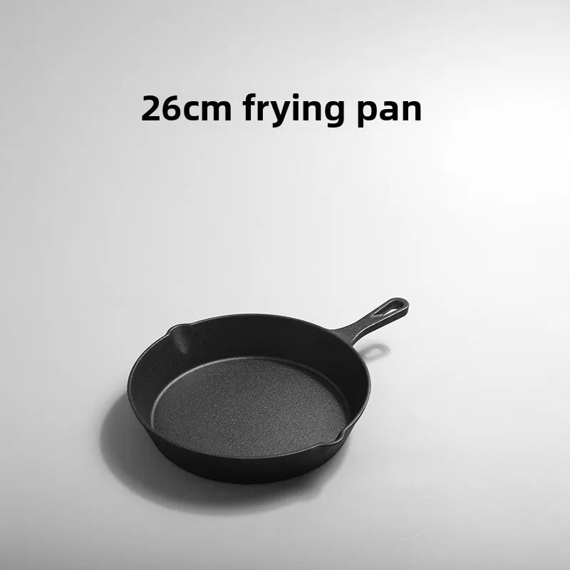 Cast Iron Pan Uncoated Frying Pan Small Frying Egg Pan Household Pan Kitchenware Set Oil Splashing Pan Cast Iron Cookware Frying