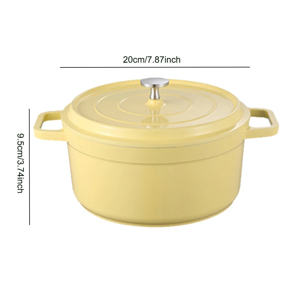 Enameled Cast Aluminum Dutch Oven with Lid Home Kitchen Enamel Stock Pot Dutch Oven Cast Aluminum Pot Multifunctional Cookware