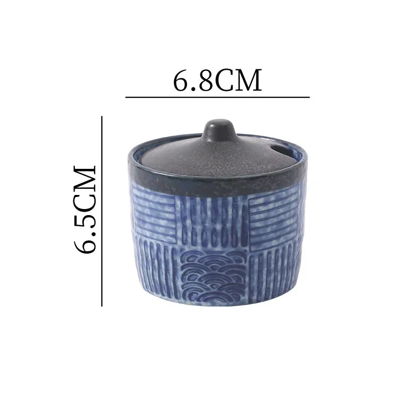 Vintage Ceramic Seasoning Jar Creative Salt Jar Sugar Jar Pepper Jars Spice Jars Seasoning Storage Container Home Seasoning Tool