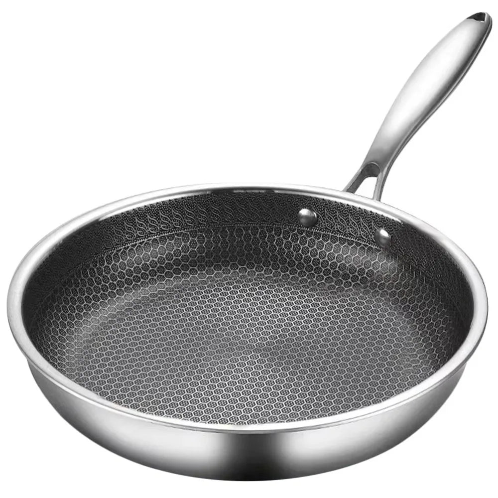 26/28/30cm Frying Pan Non-coated Stainless Steel NonStick Pan Multi-functional Thickened Honeycomb Pot Gas Induction Cooker