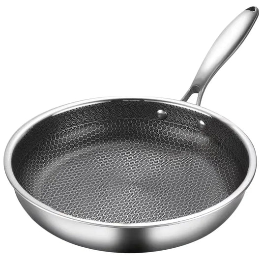 26/28/30cm Frying Pan Non-coated Stainless Steel NonStick Pan Multi-functional Thickened Honeycomb Pot Gas Induction Cooker