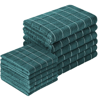 12pcs Microfiber Kitchen Towels and Dishcloths Set, 26 X 18 Inch and 12 X 12 Inch, Bulk Lint Free Dish Towels for Drying Dishes