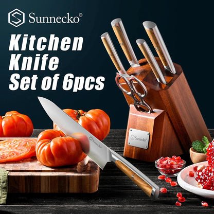 Block Knives Set 6PCS for Kitchen High Carbon Stainless Steel Chef's Cutting Knife Vegetable Fruit Meat Slicing Paring Knife