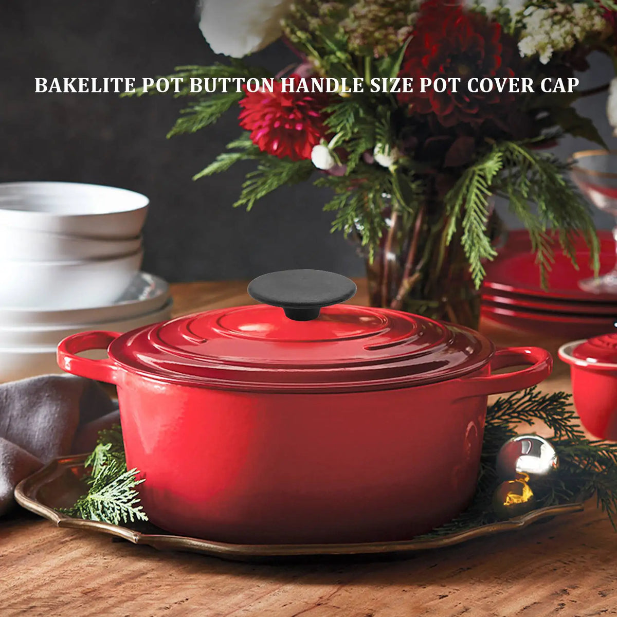 Dutch Oven Knob For Le Creuset Knob Replacement, Knob Bakelite Replacement Dutch Oven Pots Knob Pot Lid Handle 2 Sets-Hot