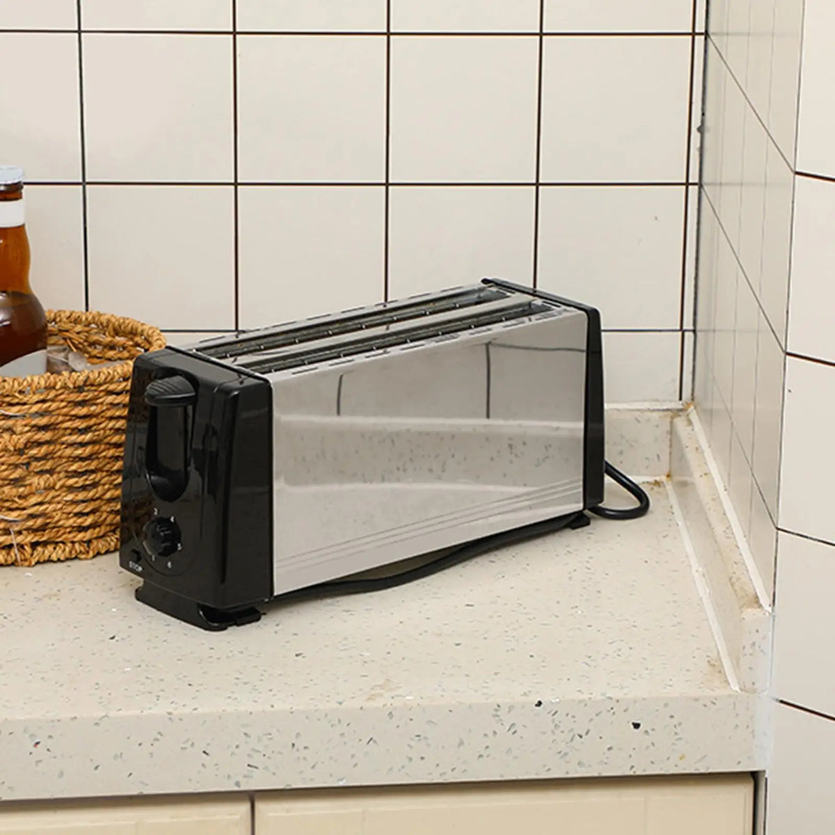 Bread Toaster 4 Slices European Standard Plug Compact Breakfast Maker Machine for Baking Cooking Bagels Snacks Specialty Breads