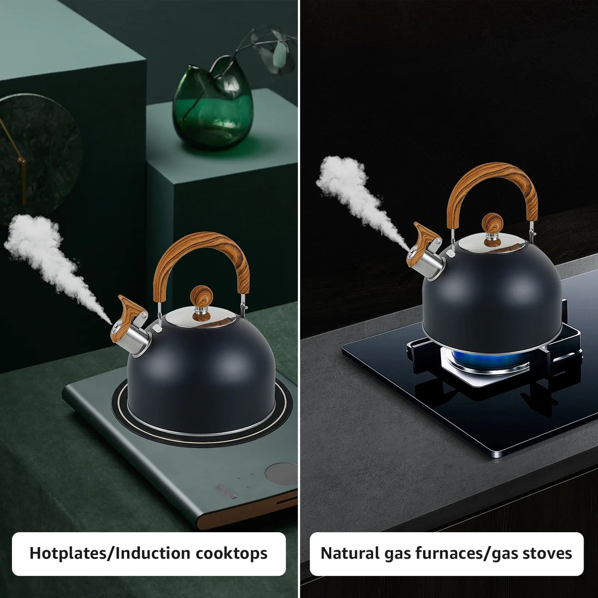 2/2.5/3L Stainless Steel Whistling Kettle Rustproof Stove Top Water Kettle with Anti-hot Handle Lightweight Stove Top Tea Pots