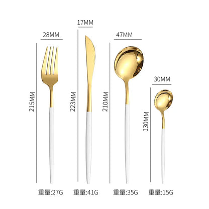 4 Piece Stainless Steel Flatware Set Knife Fork Spoon Teaspoon Western Cutlery for Home Dining Gift