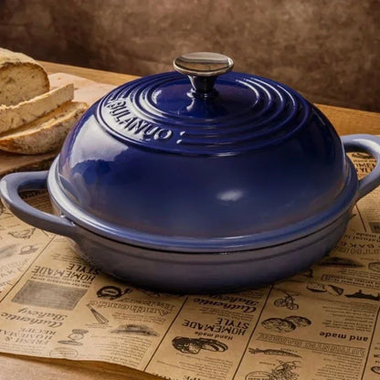 11 Inch Red Enameled Cast Iron Bread Pan with Lid Dutch Oven for Sourdough Baking - Oven Safe Kitchen Baking Dish