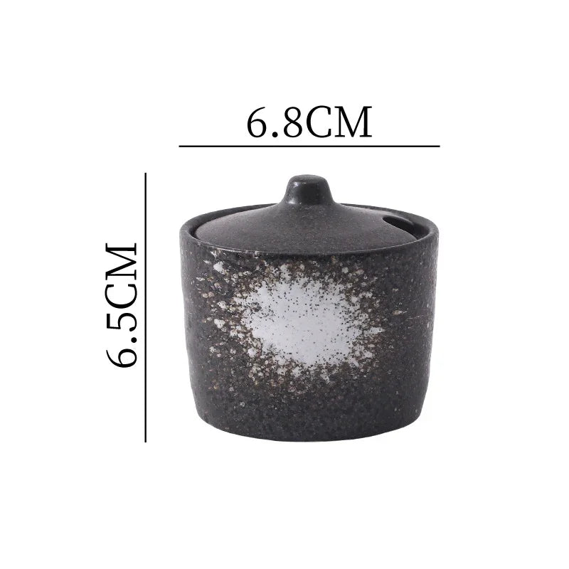 Vintage Ceramic Seasoning Jar Creative Salt Jar Sugar Jar Pepper Jars Spice Jars Seasoning Storage Container Home Seasoning Tool