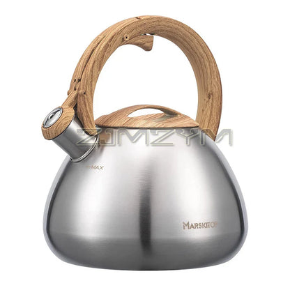 2.5L Sound Kettle Stovetop Stainless Steel Boiling Water Kettle With Loud Whistle Wooden Handle Gas Induction Cooker Tea Kettle