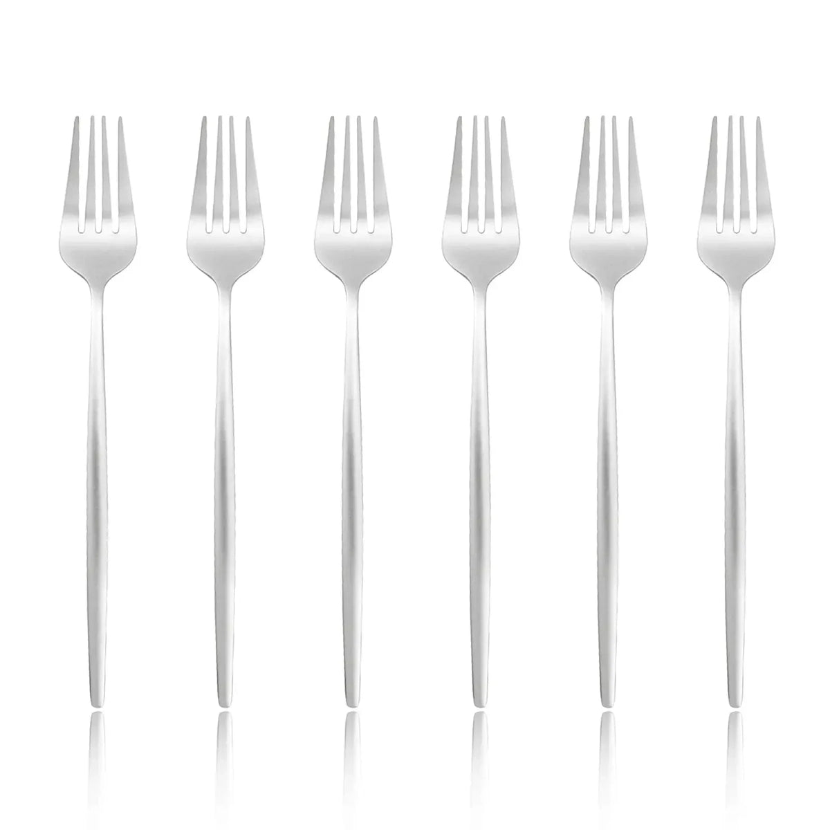 6 Pcs Silvere/Golden Flatware 8.2 Inch Stainless Steel Dinner Fork  Camping Dinnerware Set Tableware Eating Utensils