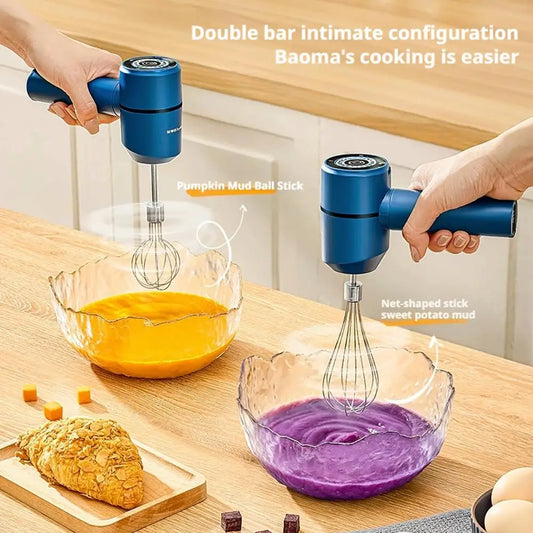 Portable Blender Mixer Kitchen Milk Frother Egg Beater Cake Baking Kneading Mixer Hand Mixer Electric Bamboo Whisk Matcha Brush