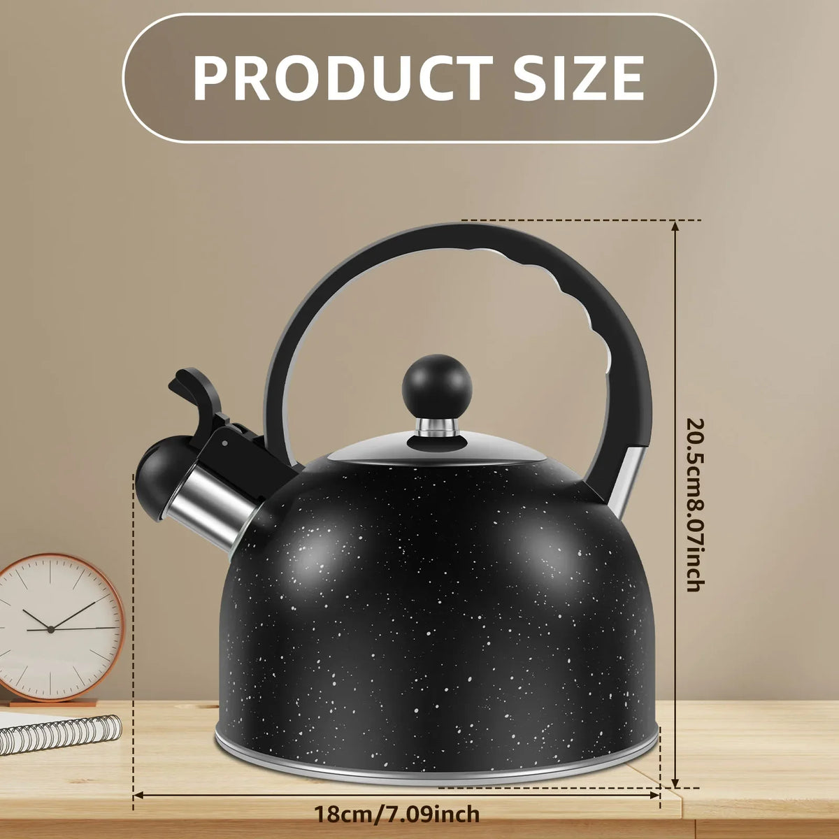 Whistling Kettle with Ergonomic Handle 2L Stove Top Kettle Stainless Steel Stove Top Tea Kettle Rapid Boiling Stove Top Tea Pots