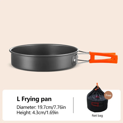 Camping Cookware Set Aluminum Portable Outdoor Tableware Cookset Cooking Kit Pan Bowl Kettle Pot Hiking BBQ Picnic Equipment
