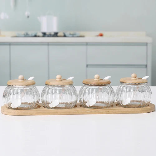 Glass Seasoning Jar Combination Set Single Salt Shaker Sugar Bowl Nordic Japanese Seasoning Box with Lid Kitchen Household Items