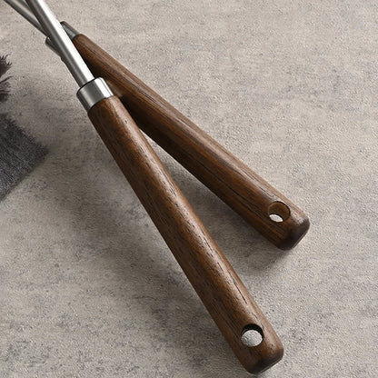 Long Handle Mushroom Shovel Kitchen Cooking Utensils Stainless Steel Wok Spatula Chef-specific Cooking Spoon Wooden