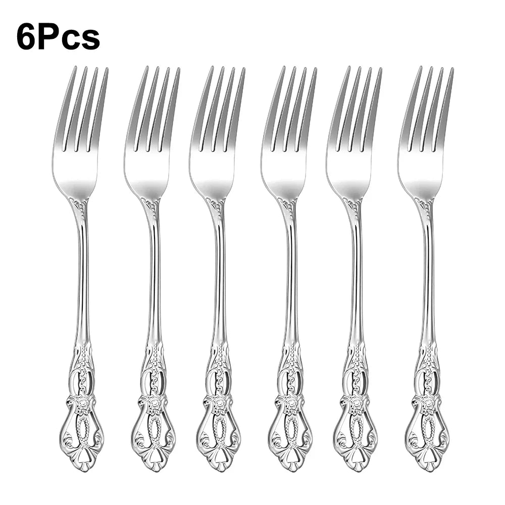6/24/30 Pieces Sliver Cutlery Set Stainless Steel Tableware Western Luxury Dinner Set Mirror Elegant Knife Fork Spoon Flatware