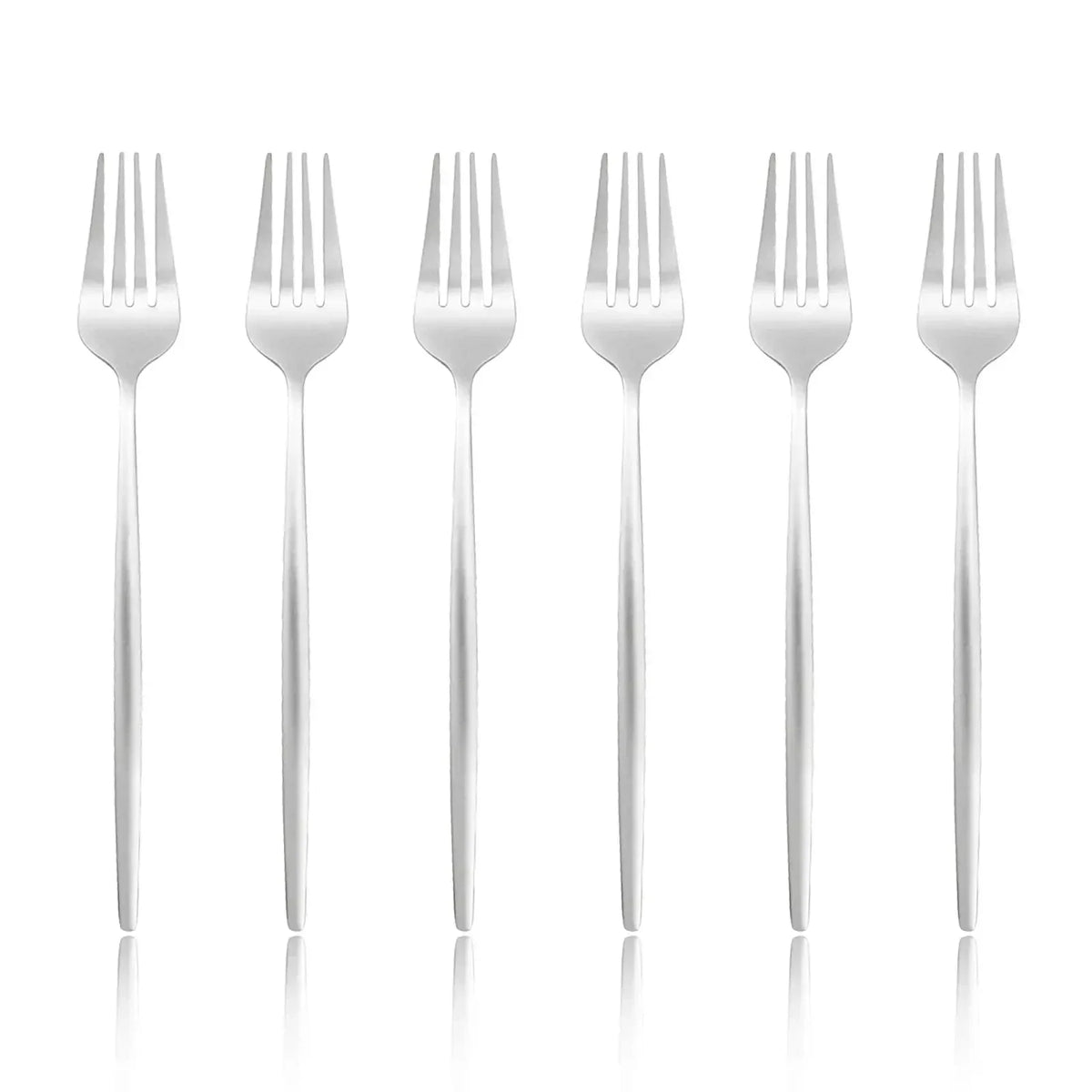 6 Pcs Silvere/Golden Flatware 8.2 Inch Stainless Steel Dinner Fork  Camping Dinnerware Set Tableware Eating Utensils