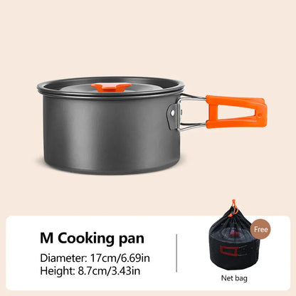 Camping Cookware Set Aluminum Portable Outdoor Tableware Cookset Cooking Kit Pan Bowl Kettle Pot Hiking BBQ Picnic Equipment