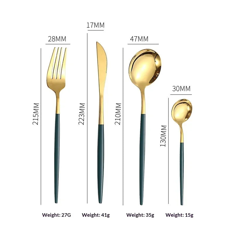 4 Piece Stainless Steel Flatware Set Knife Fork Spoon Teaspoon Western Cutlery for Home Dining Gift