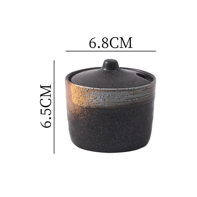 Vintage Ceramic Seasoning Jar Creative Salt Jar Sugar Jar Pepper Jars Spice Jars Seasoning Storage Container Home Seasoning Tool