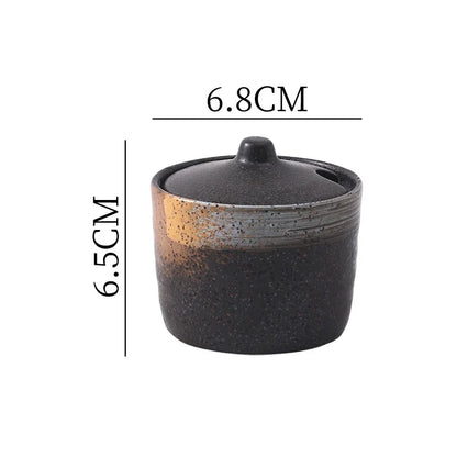 Vintage Ceramic Seasoning Jar Creative Salt Jar Sugar Jar Pepper Jars Spice Jars Seasoning Storage Container Home Seasoning Tool